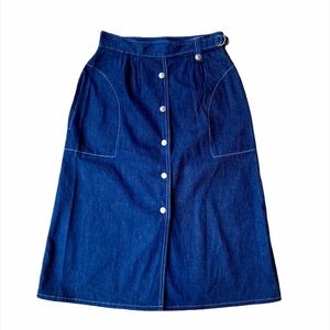 VTG | Mushroom Denim Midi Skirt | XS